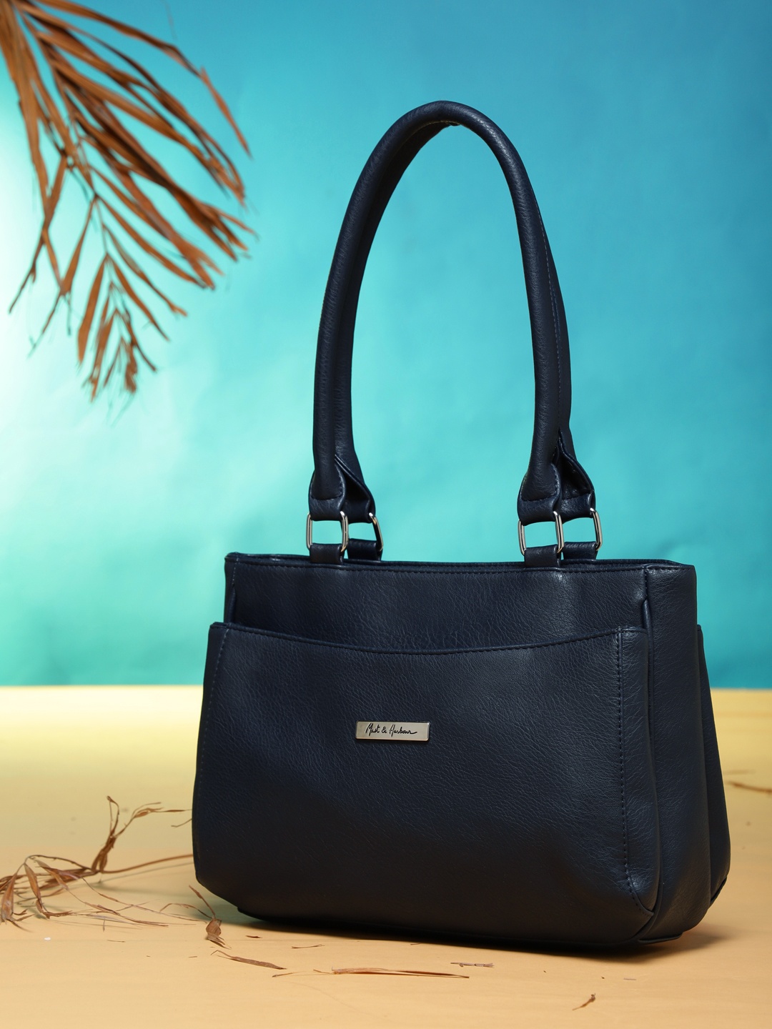 

Mast & Harbour Navy Blue Solid Shoulder Bag