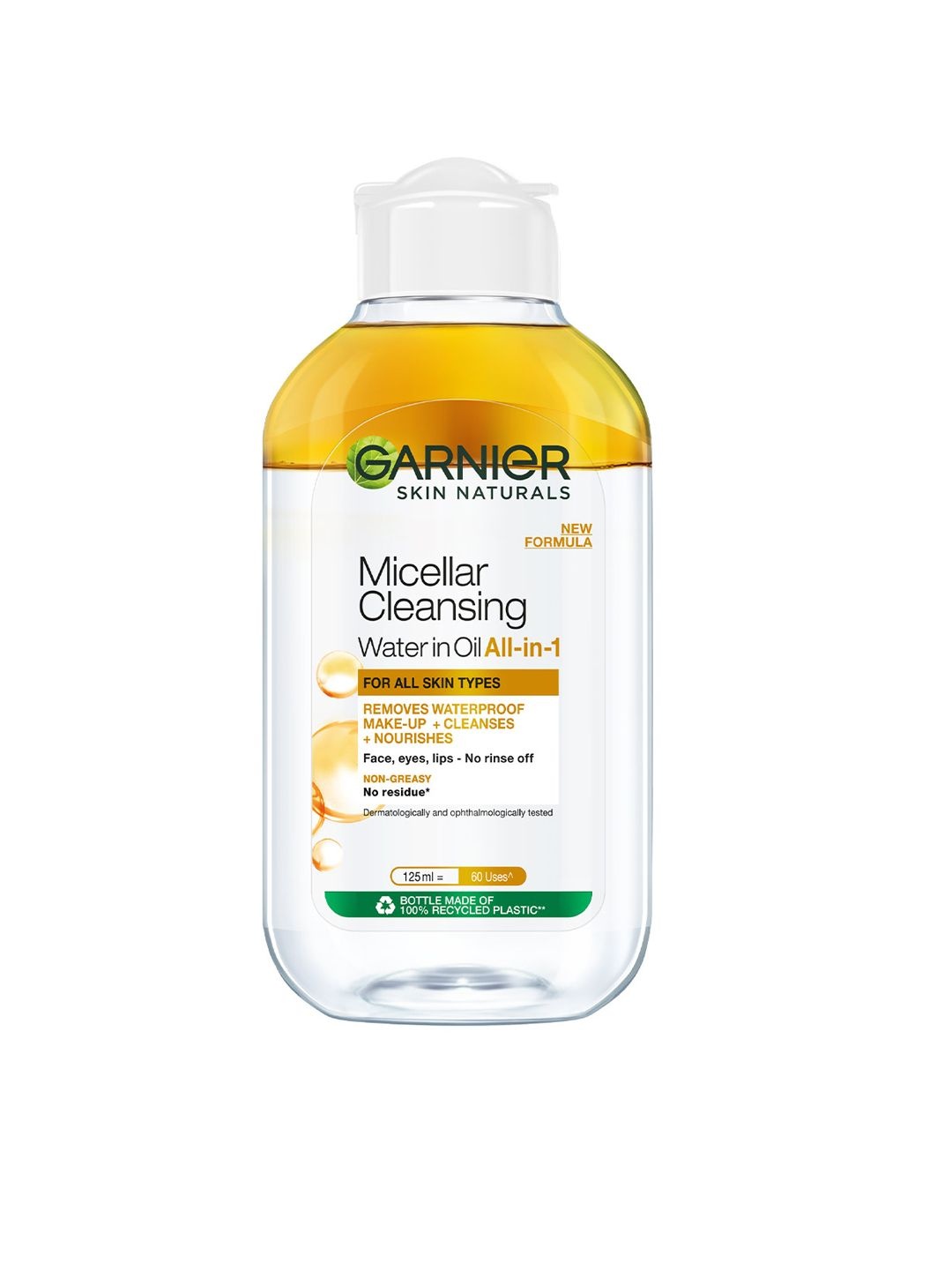 

Garnier Oil infused Cleansing Water-Waterproof Makeup Remover For All Skin Types-125ml, Yellow