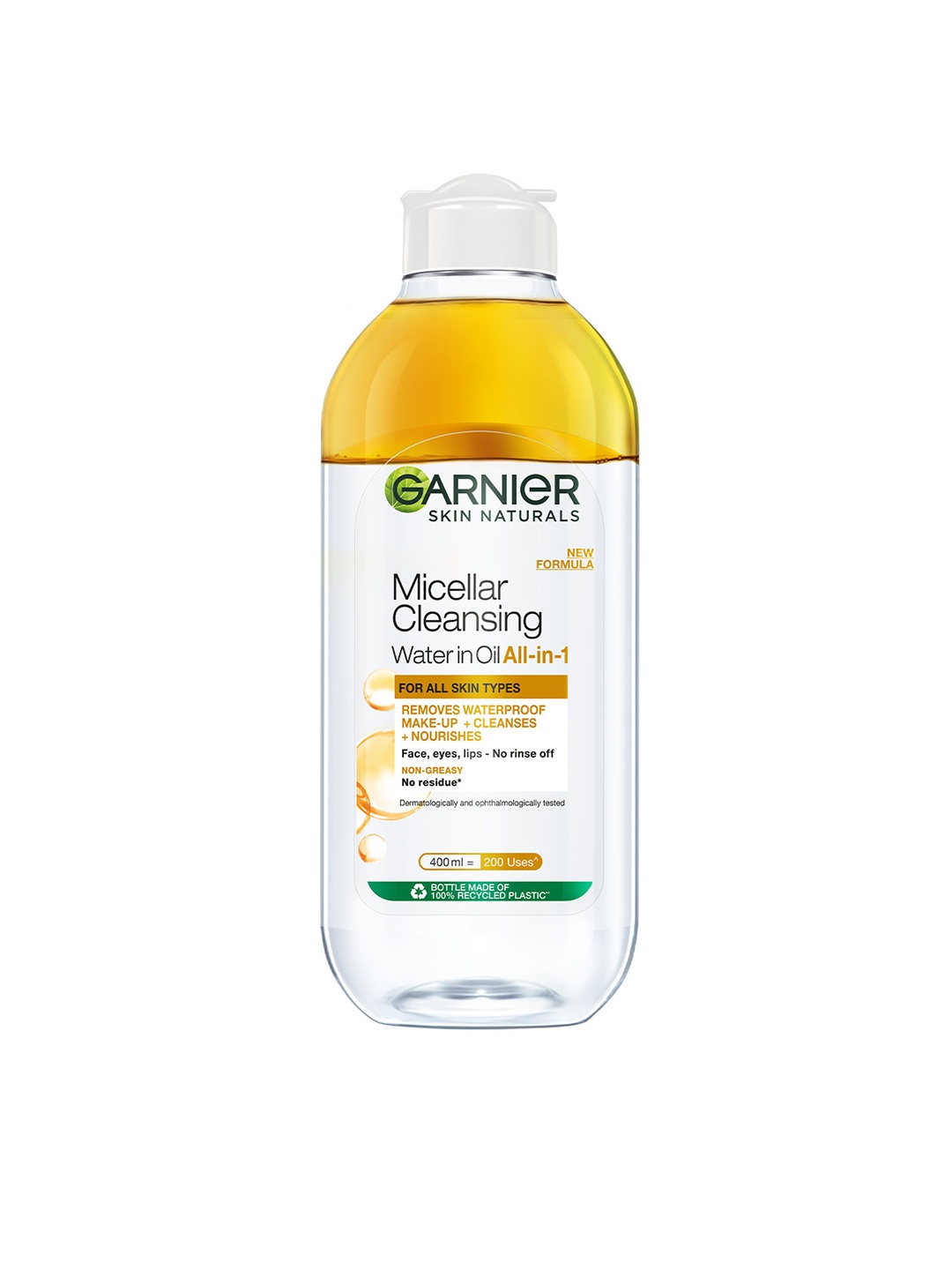 

Garnier Oil infused Cleansing Water - Waterproof Makeup Remover For All Skin Types-400ml, Yellow