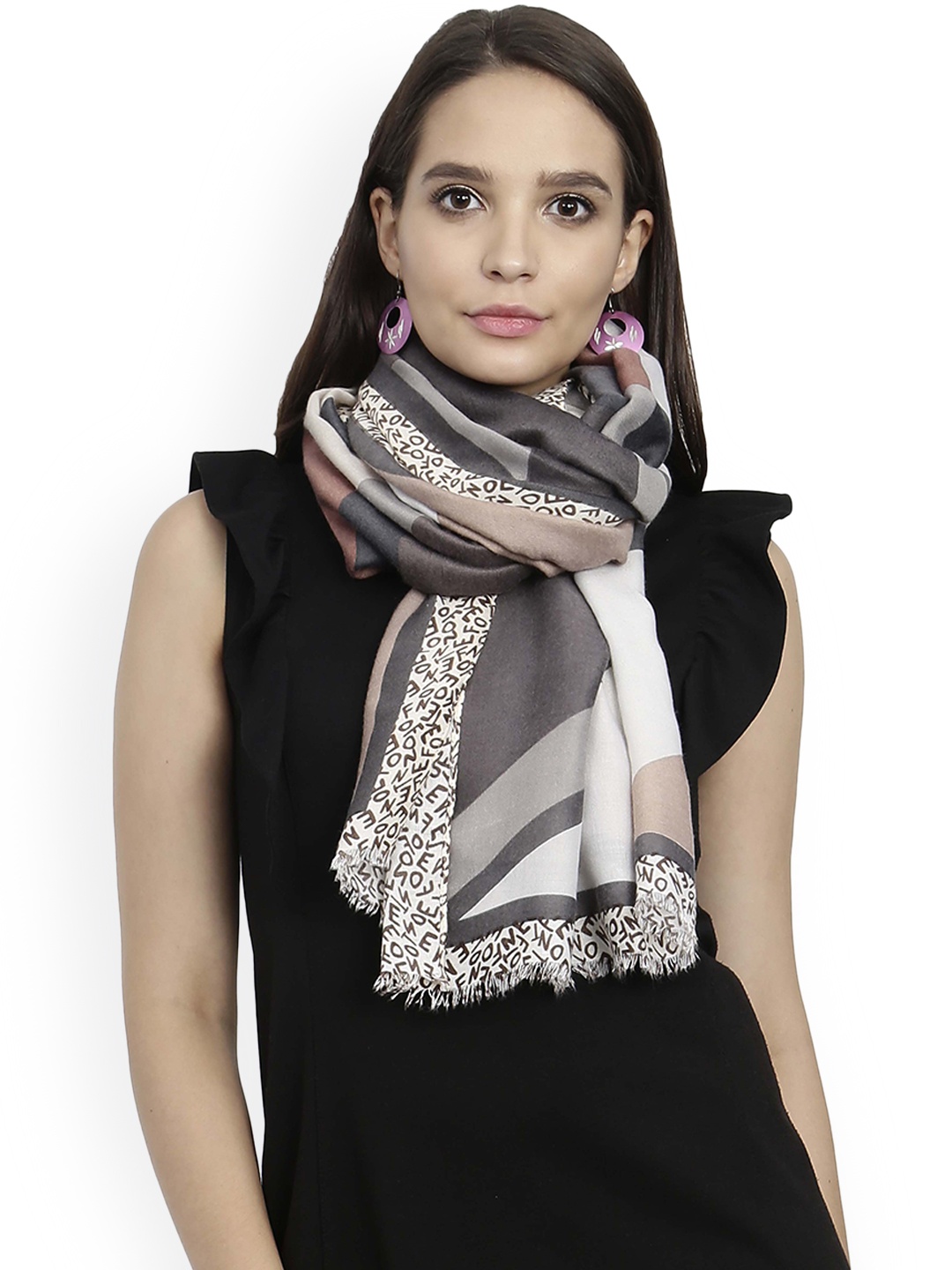 

FabSeasons Brown & Grey Printed Scarf