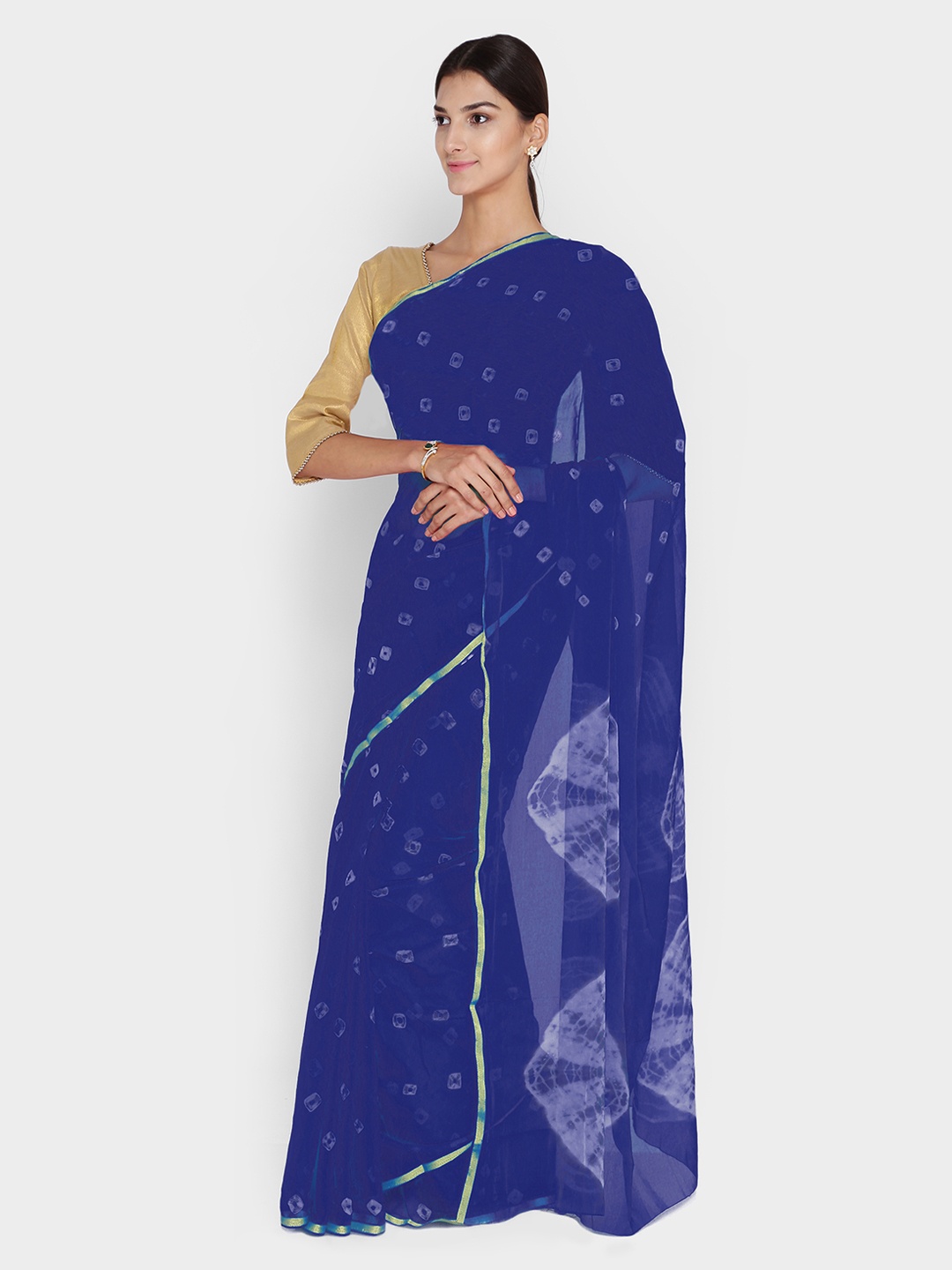 

Chhabra 555 Blue Printed Poly Chiffon Saree