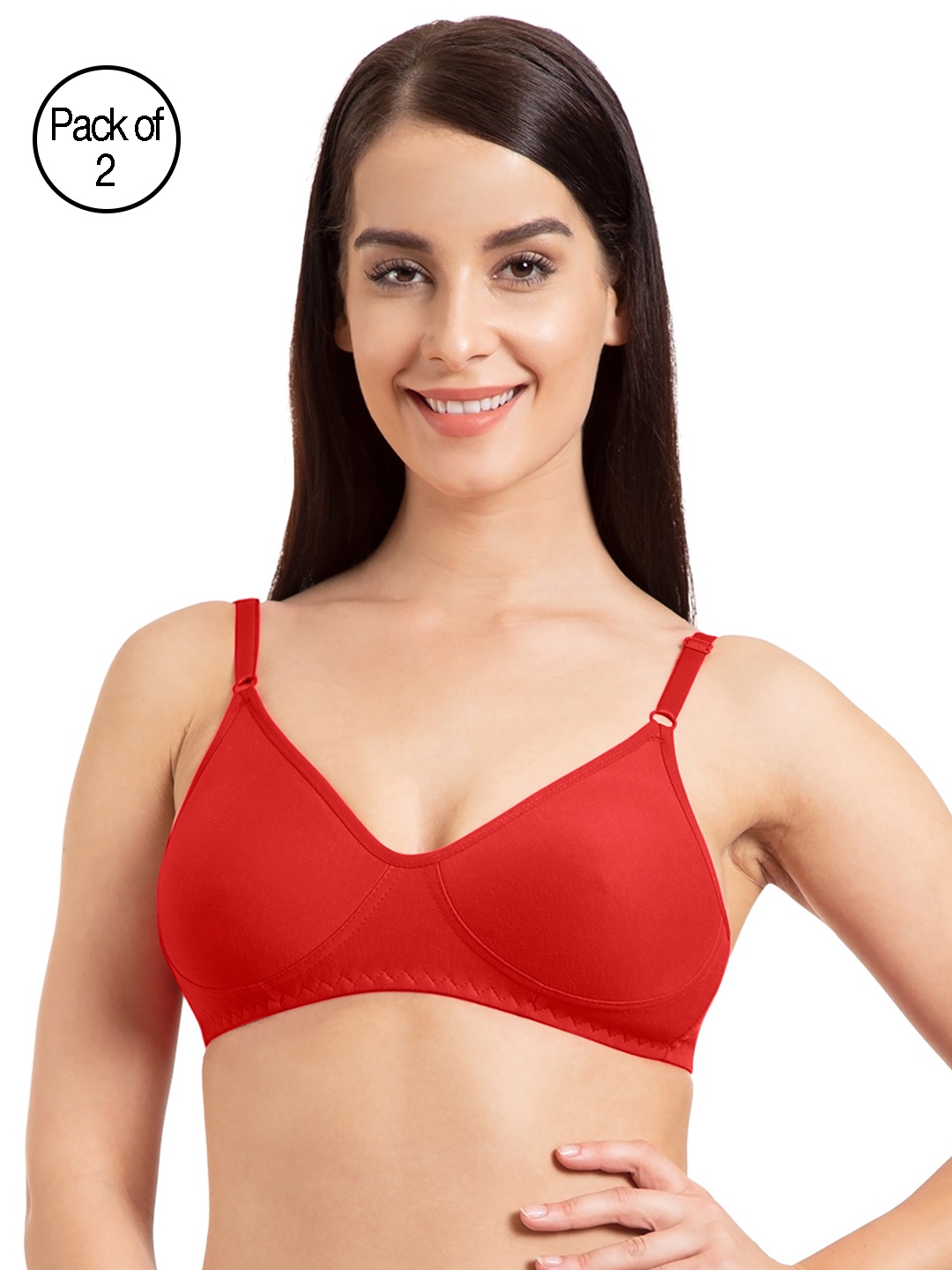 

Tweens Women Red Pack of 2 Non-Padded Seamless Everyday Bras TW290-2PC