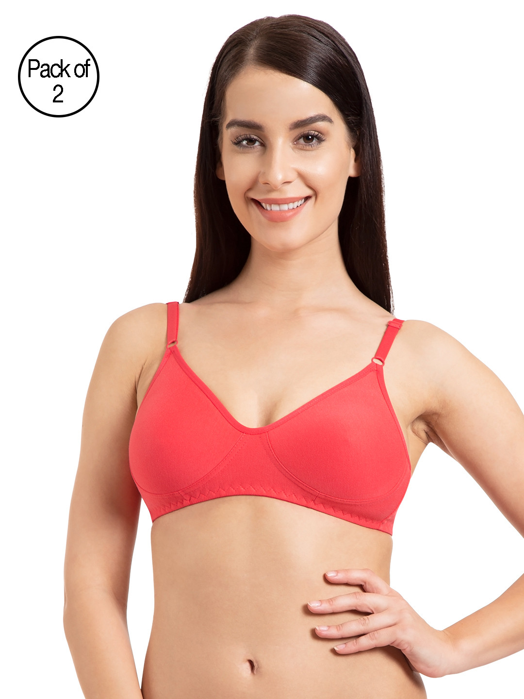 

Tweens Women Coral Red Pack of 2 Everyday Bras TW290-2PC-CRL