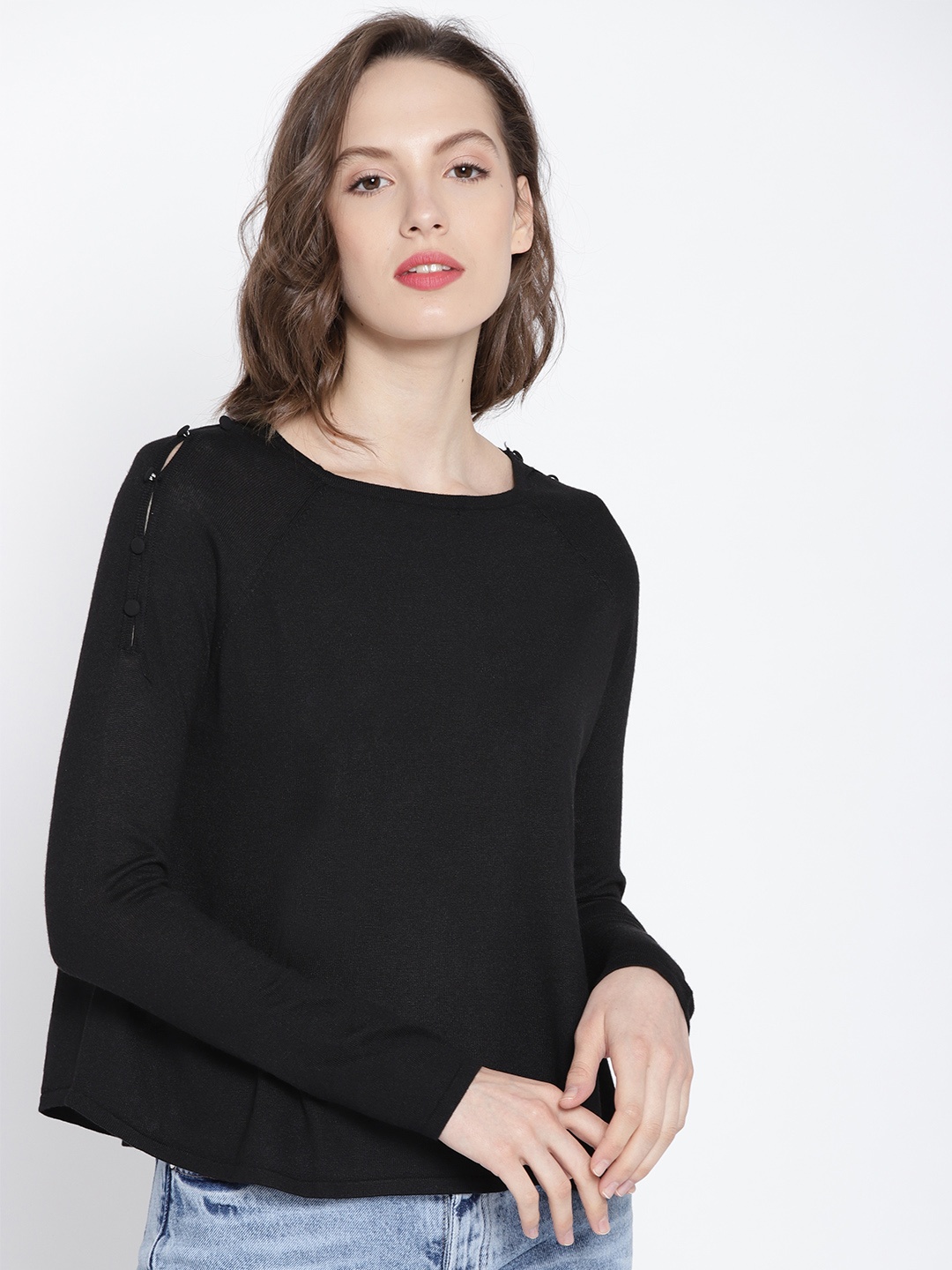 

MANGO Women Black Solid Pullover