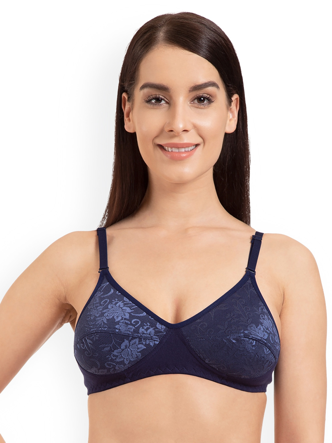 

Tweens Navy Blue Self-Design Non-Wired Non Padded Everyday Bra TW287NBLU