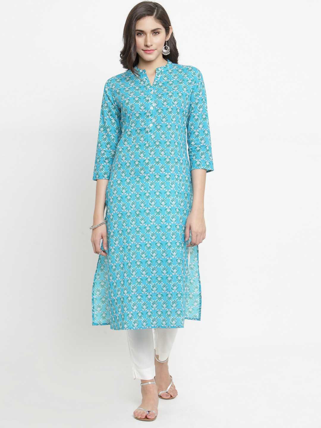 

Varanga Women Blue Printed Kurta with Trousers