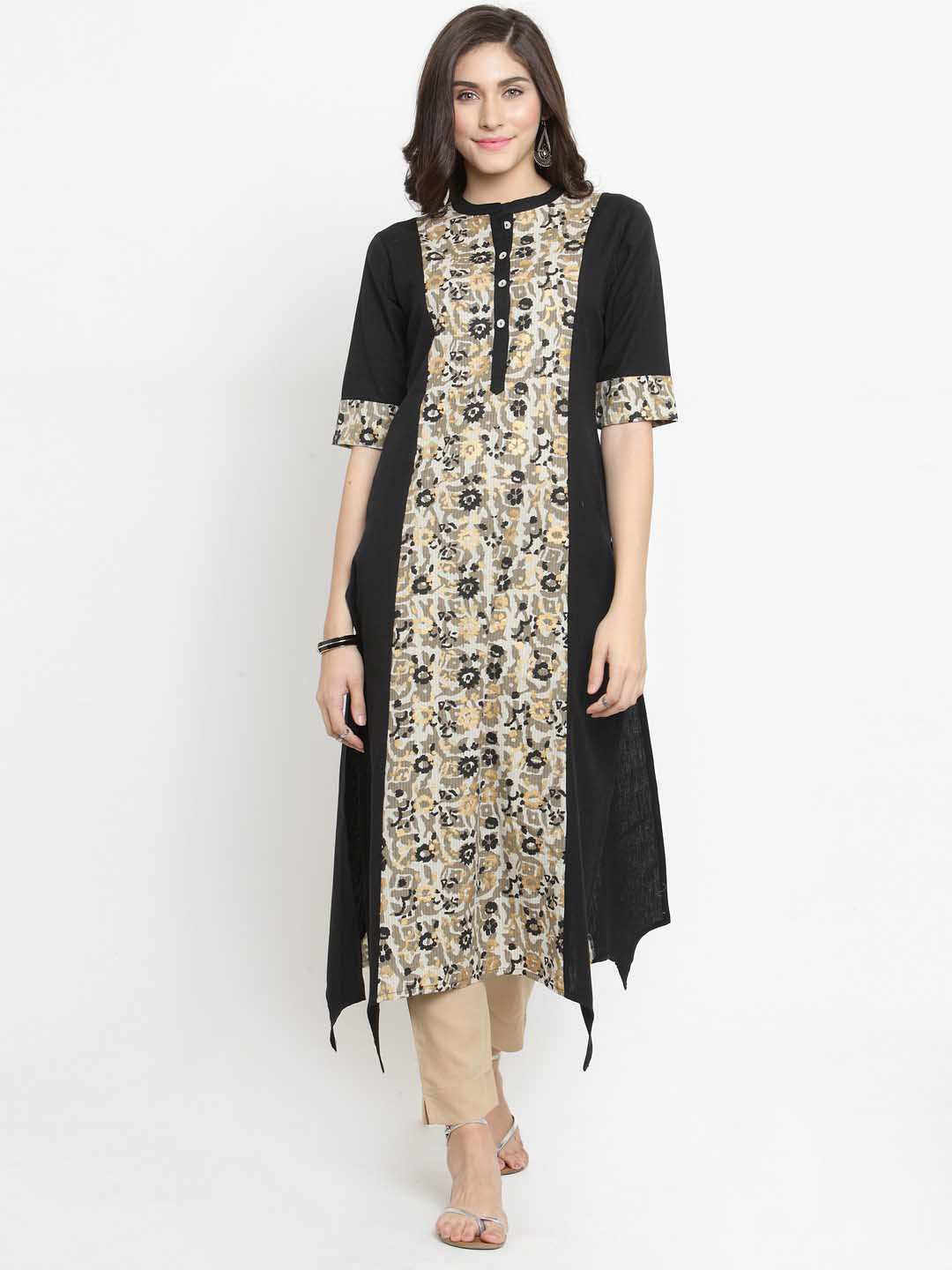 

Varanga Women Black Printed Kurta with Trousers