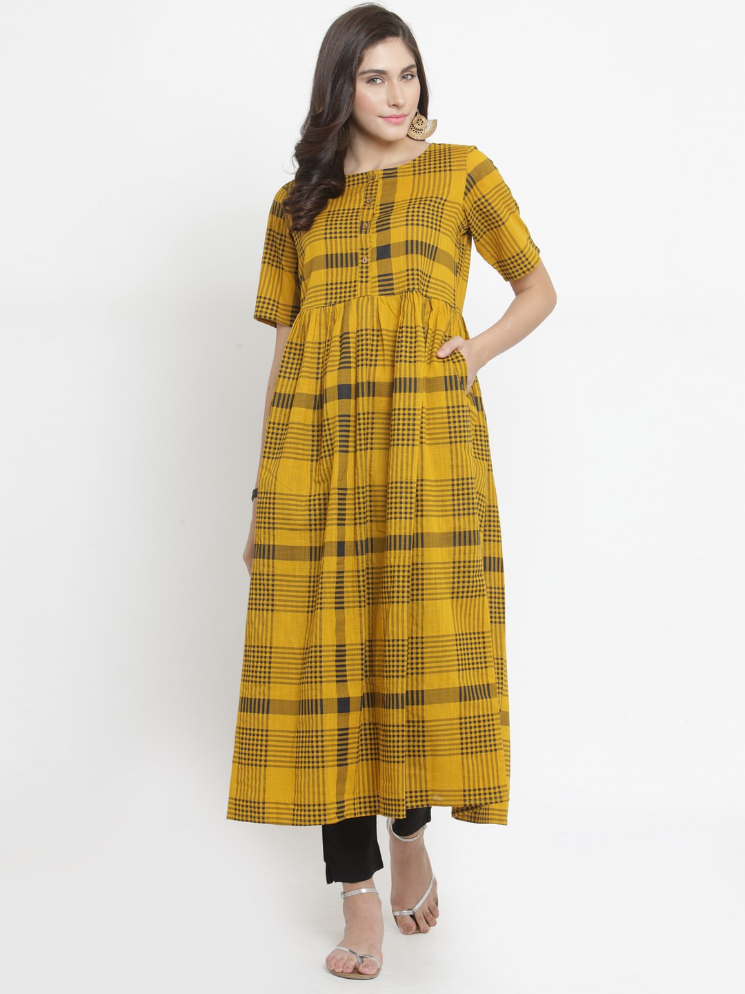 

Varanga Women Mustard Printed Kurta with Trousers