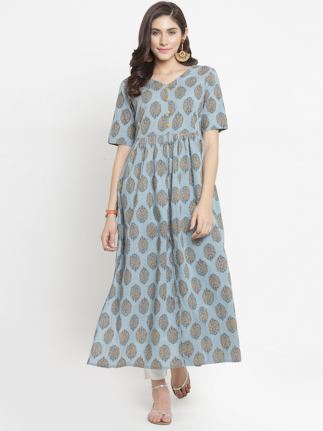 

Varanga Women Blue Printed A-Line Kurta