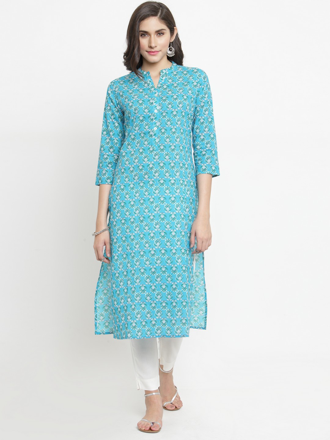 

Varanga Women Blue Printed Straight Kurta