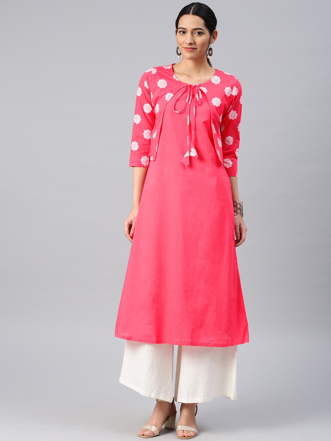 

Vishudh Women Pink Solid Straight Kurta