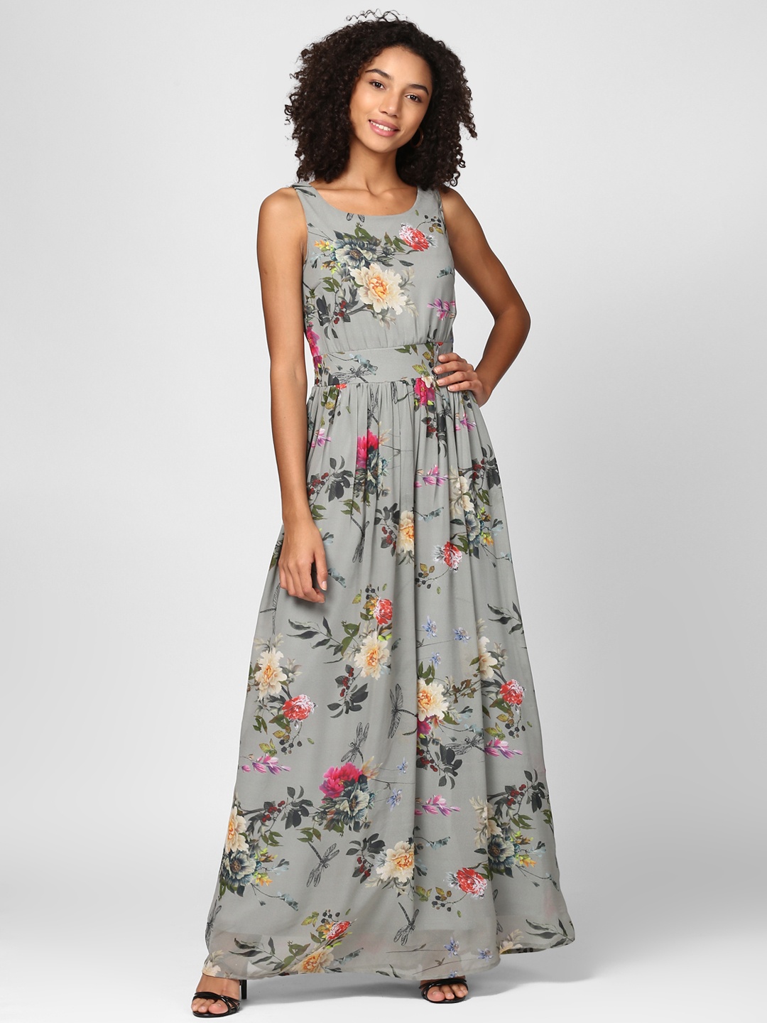 

Harpa Women Grey Printed Maxi Dress