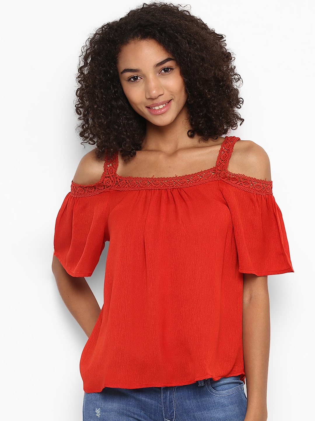 

Harpa Women Red Self Design Top