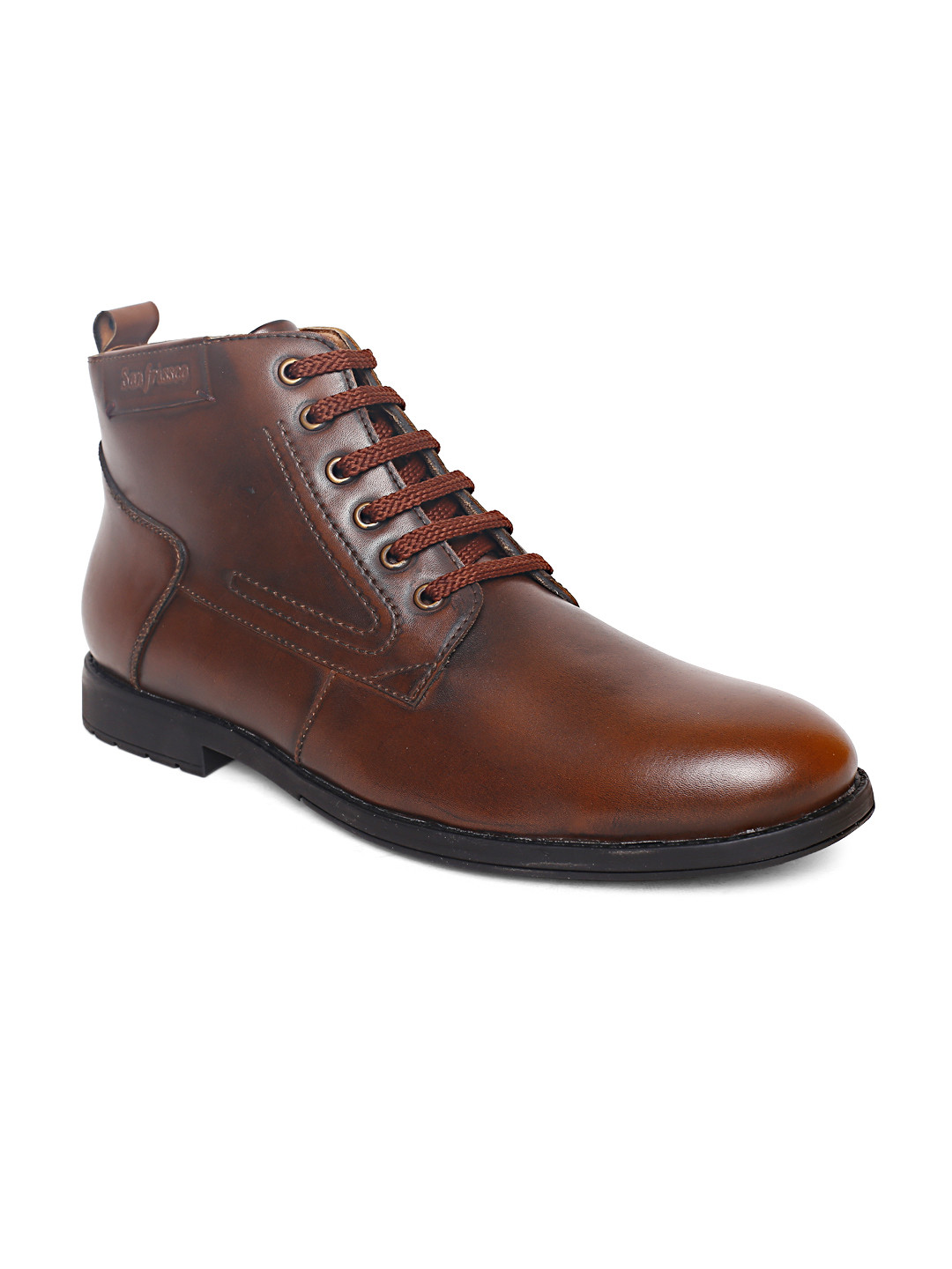 

San Frissco Men Brown Solid Mid-Top Flat Boots