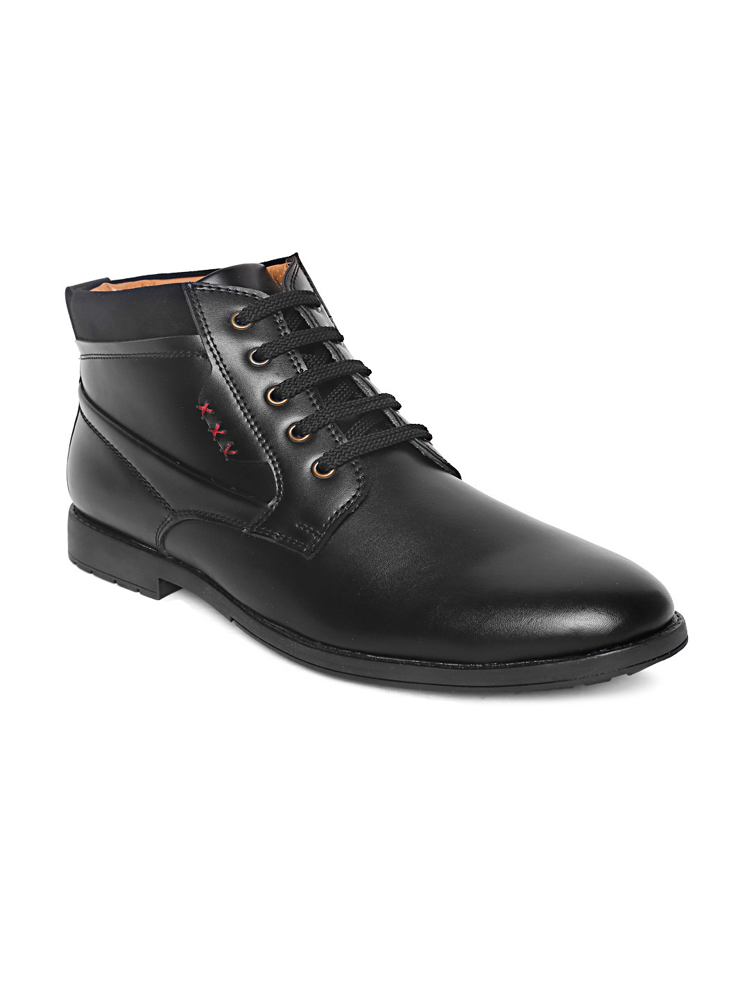 

San Frissco Men Black Solid Mid-Top Flat Boots