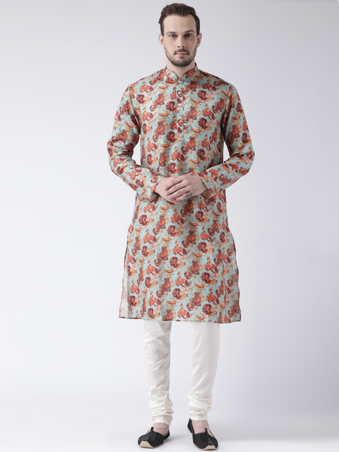 

KISAH Men Blue & Maroon Printed Straight Kurta