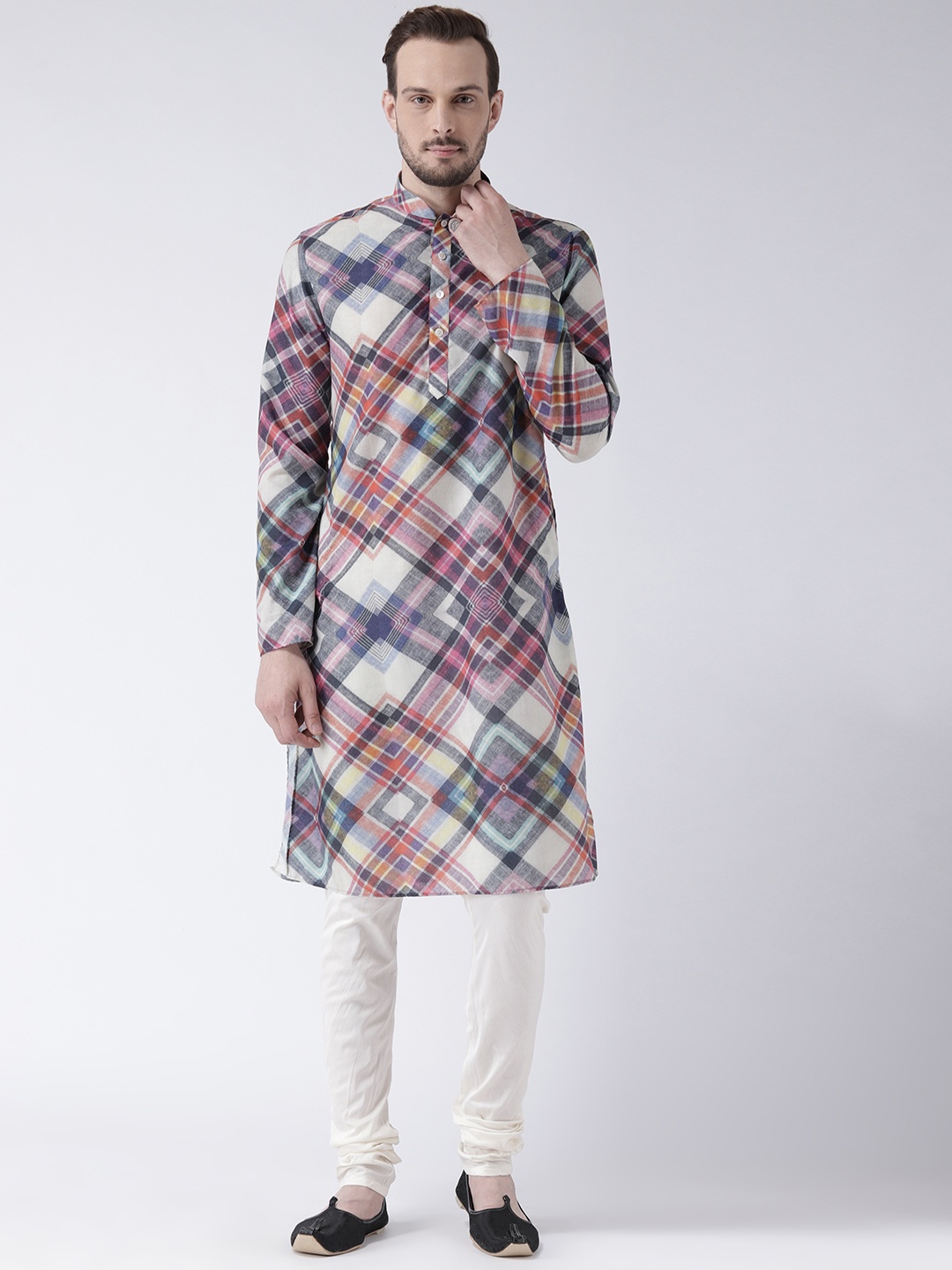 

KISAH Men Multicoloured Checked Straight Kurta, Multi