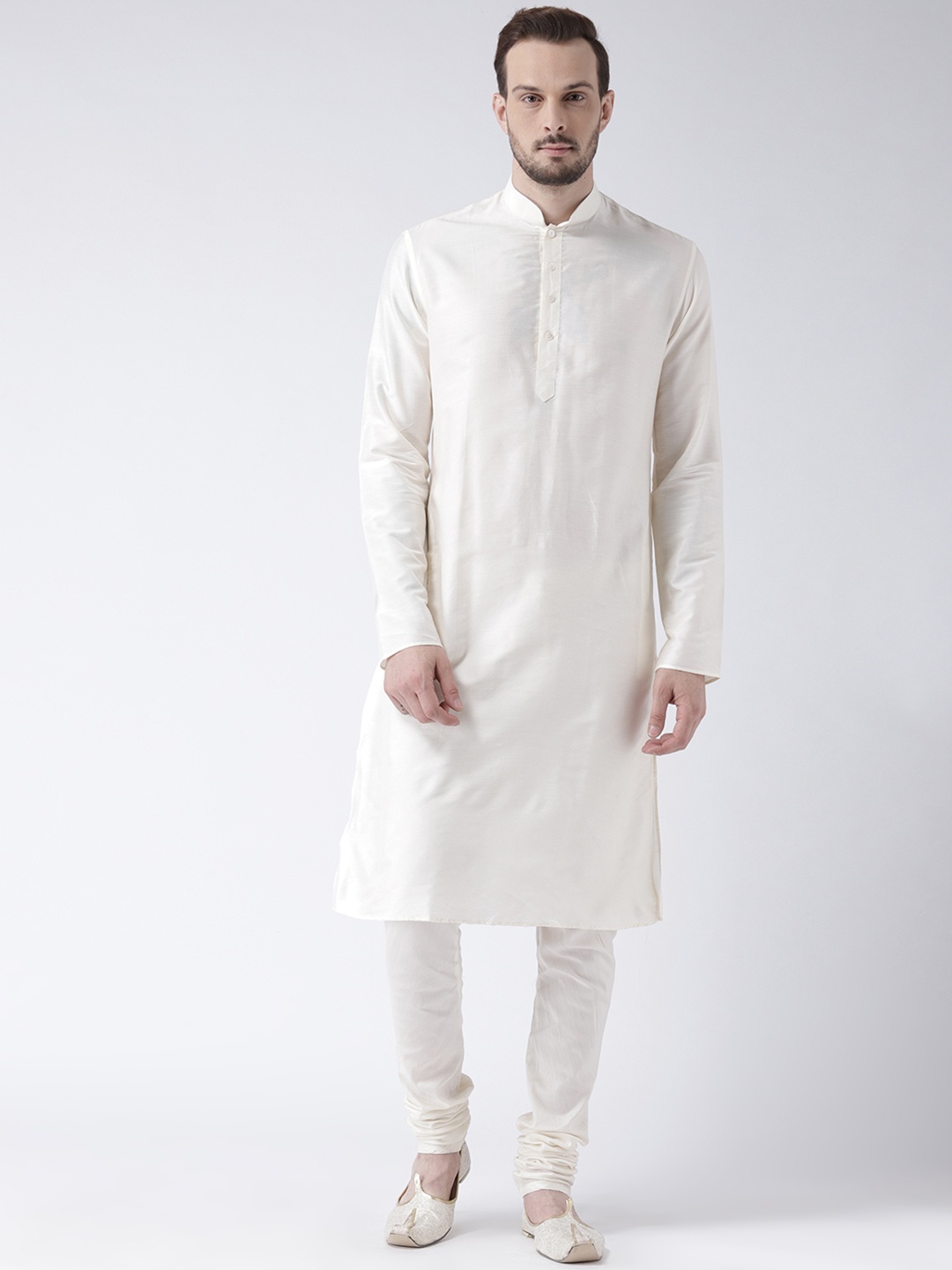 

KISAH Men Cream-Coloured Solid Straight Kurta