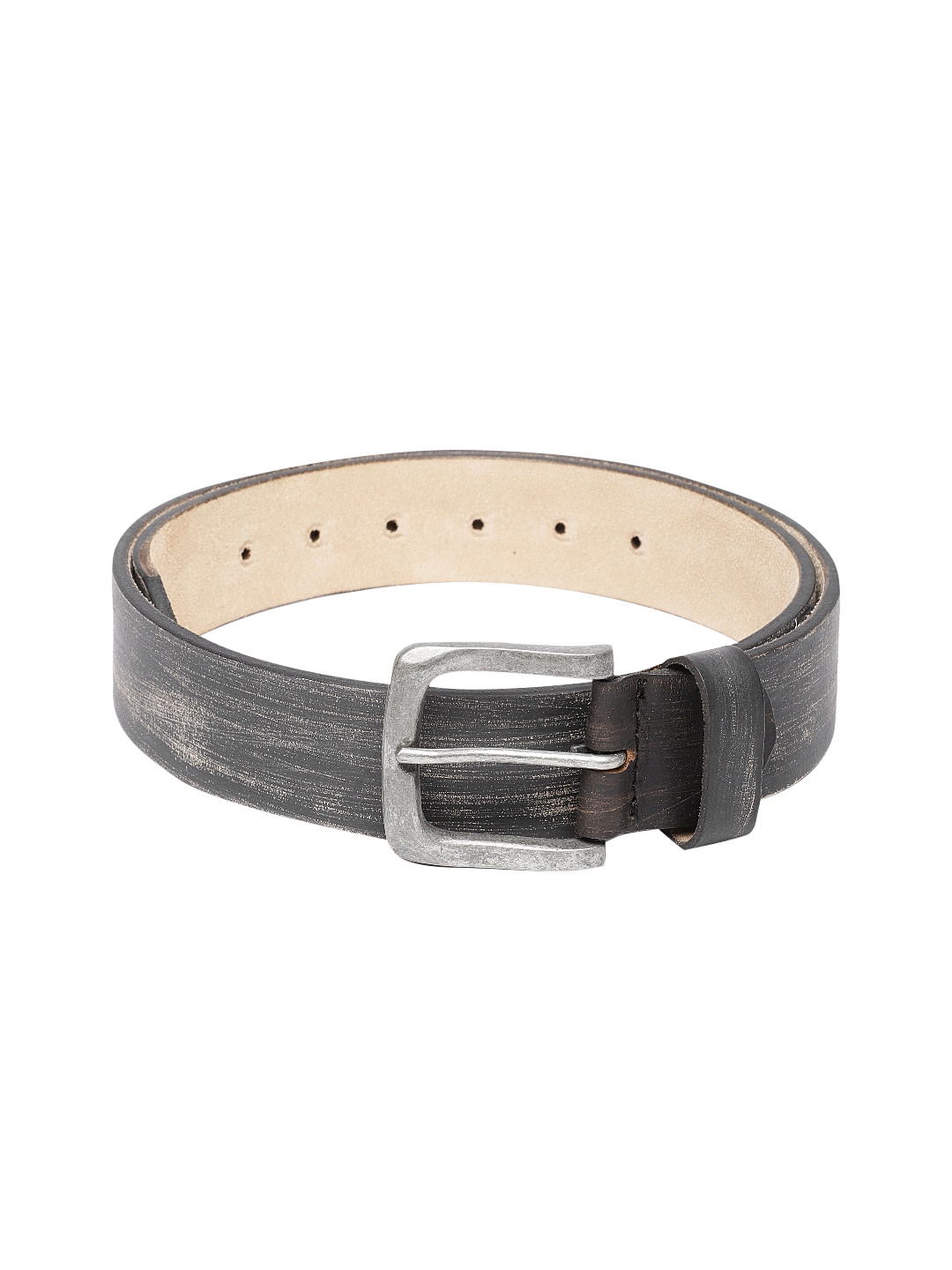 

SPYKAR Men Black Textured Leather Belt