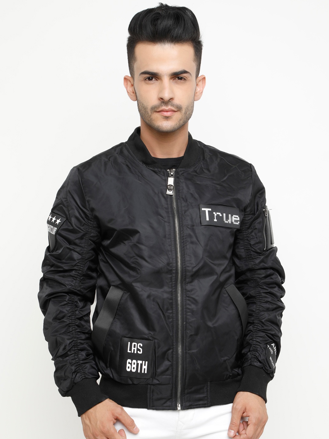 

SHOWOFF Men Black Solid Biker Jacket