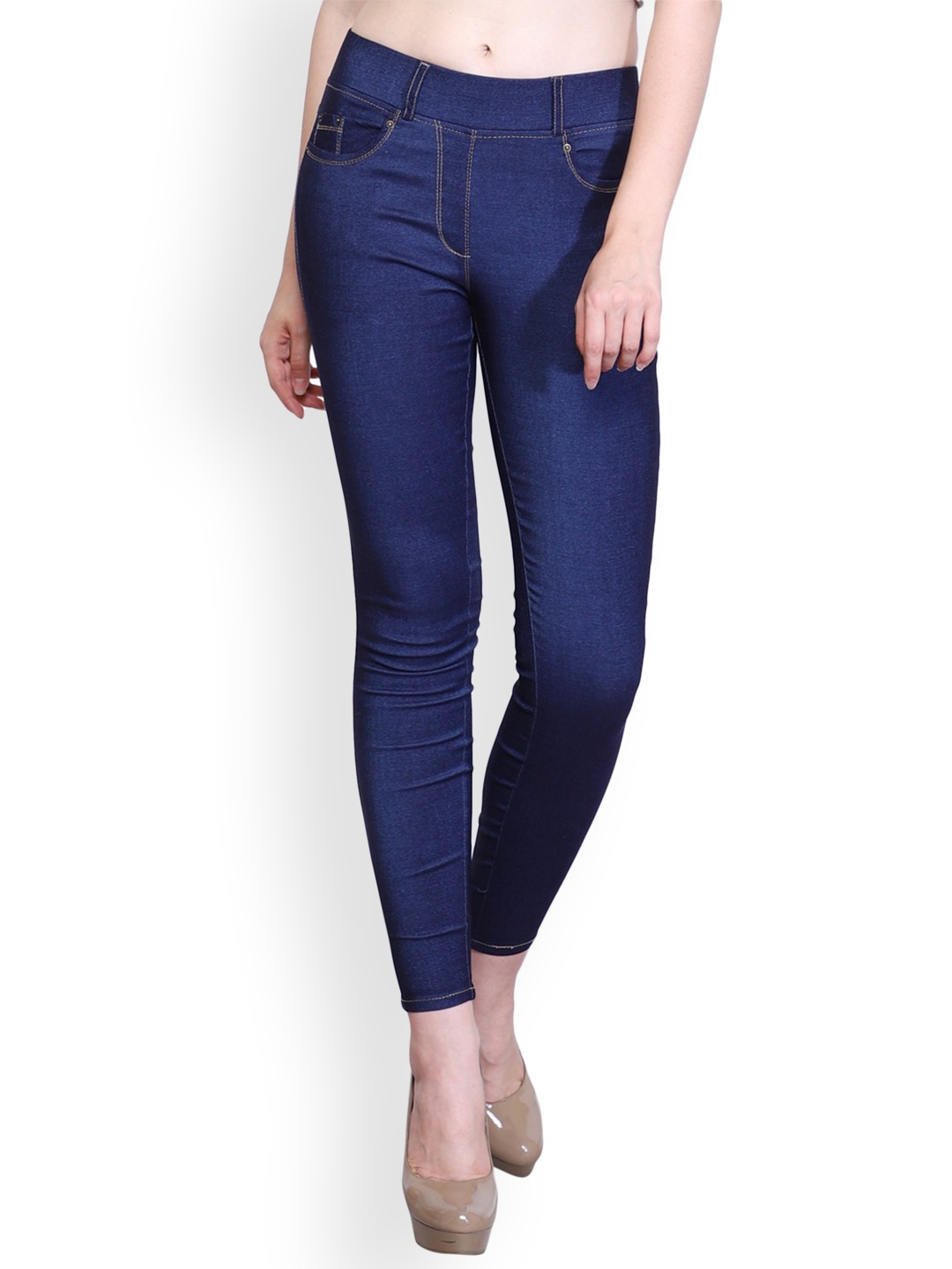 

Westwood Blue Solid Skinny Fit Denim Jeggings
