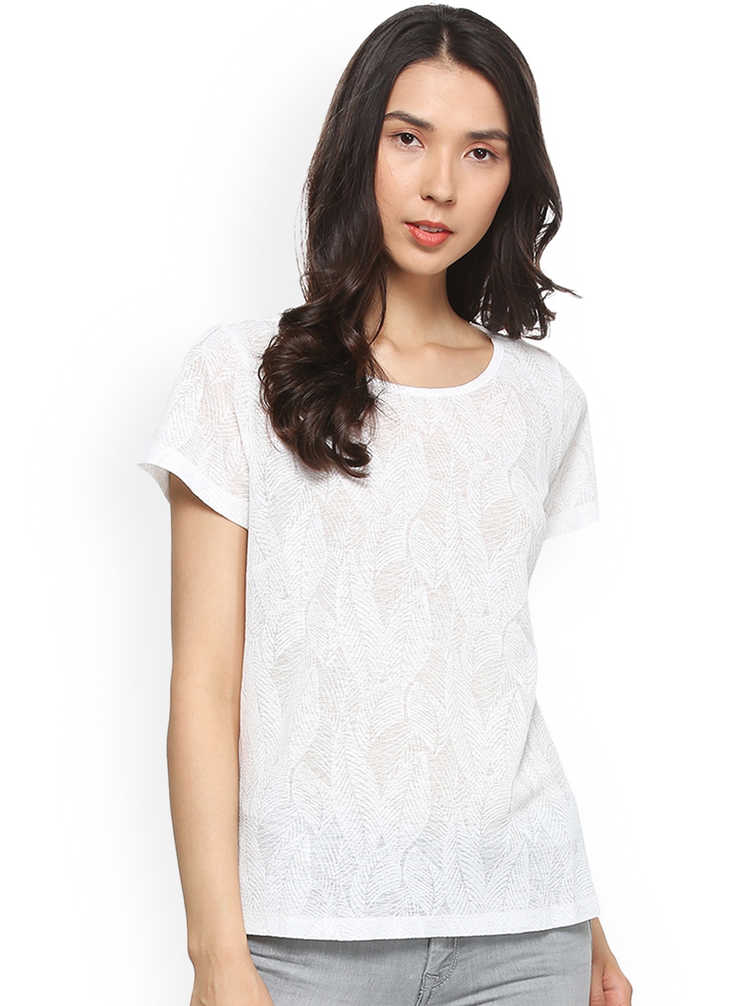 

Allen Solly Woman White Printed Round Neck T-shirt