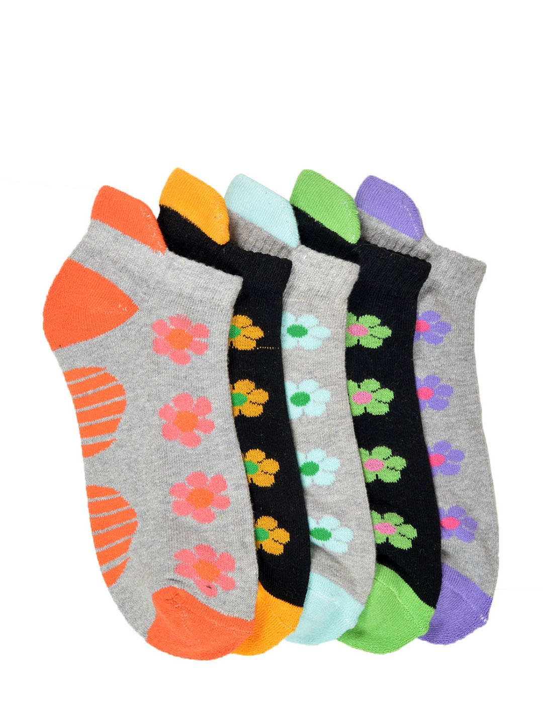 

MARC Women Pack of 5 Multicoloured Ankle-Length Socks, Multi