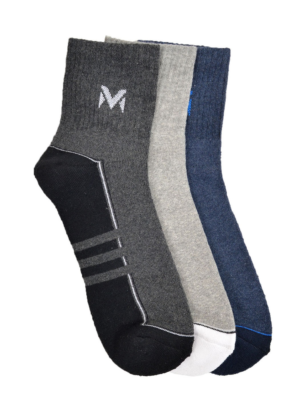 

MARC Men Pack of 3 Colourblocked Above Ankle Socks, Multi