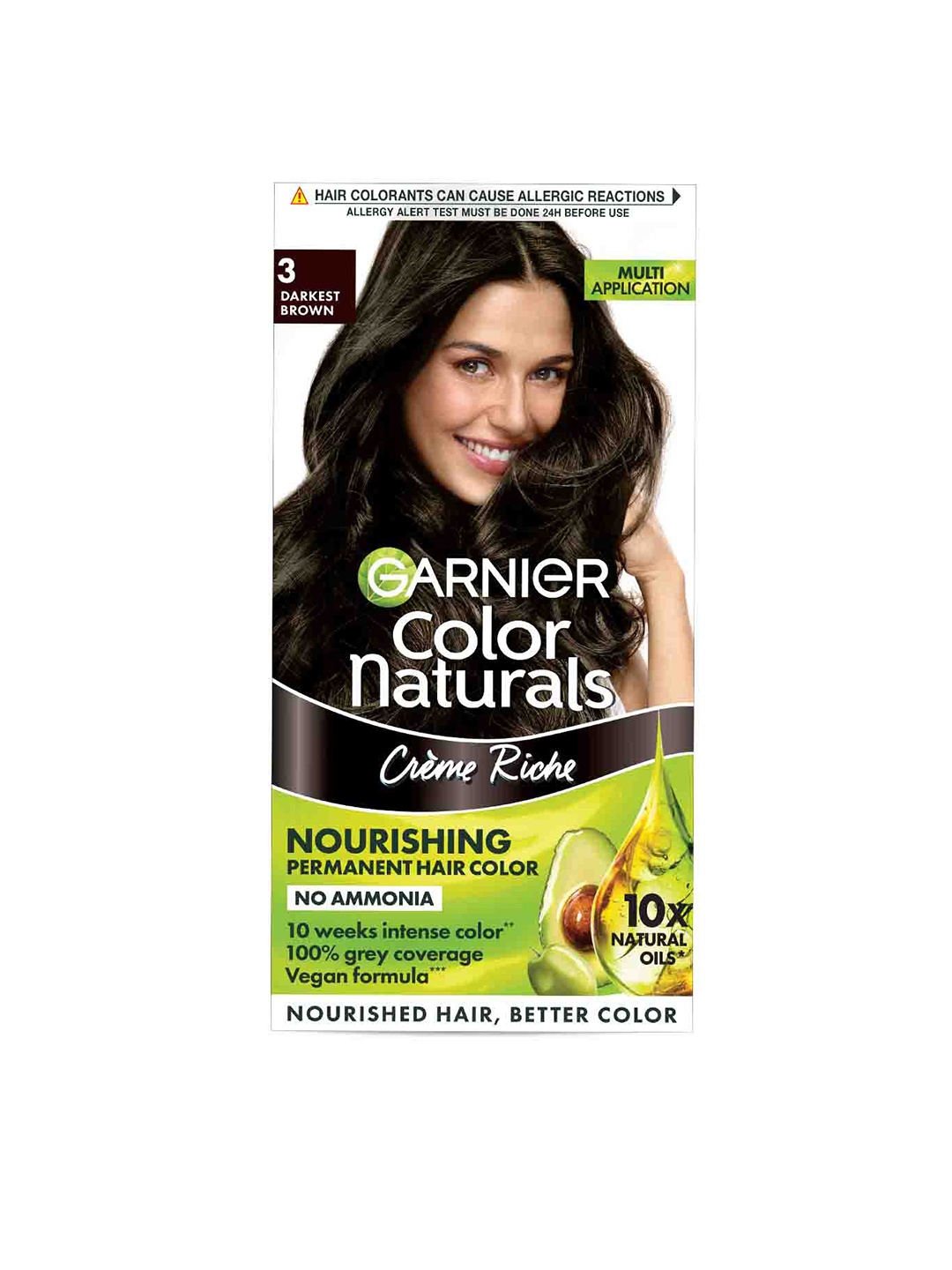 

Garnier Color Naturals Creme Hair Color - 3 Darkest Brown 70ml + 60g