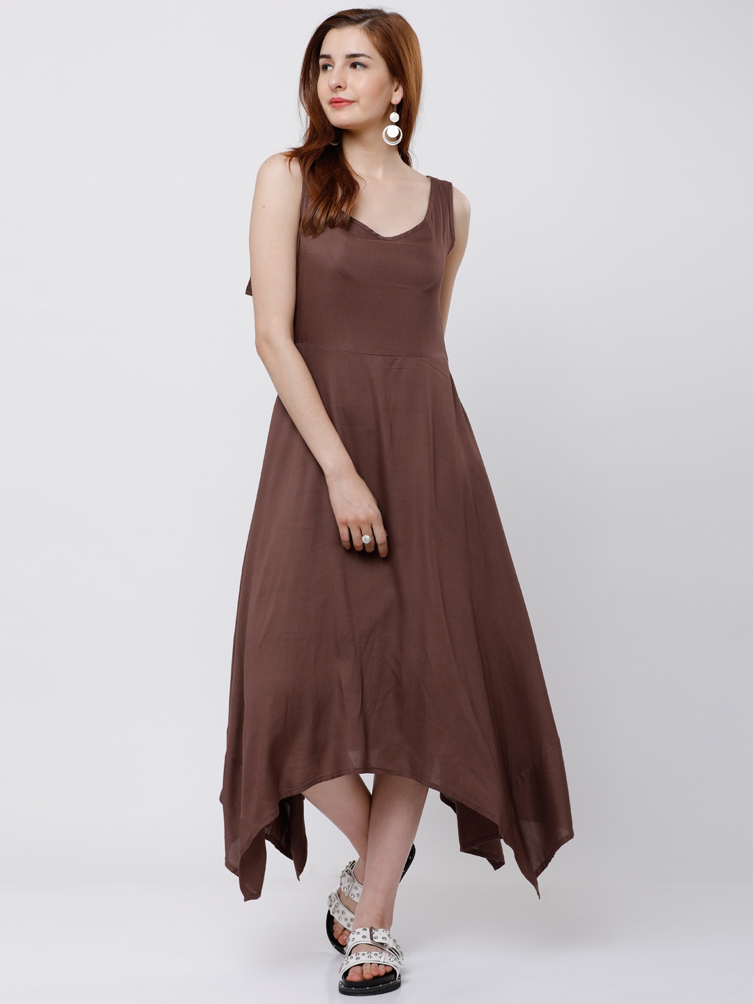 

Tokyo Talkies Women Brown Solid Maxi Dress