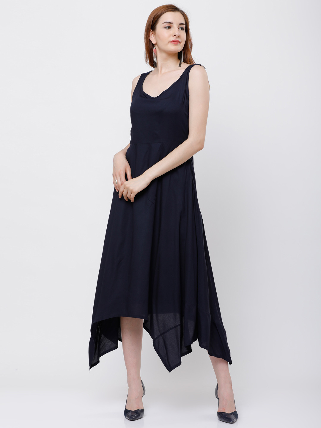 

Tokyo Talkies Women Navy Blue Solid Maxi Dress