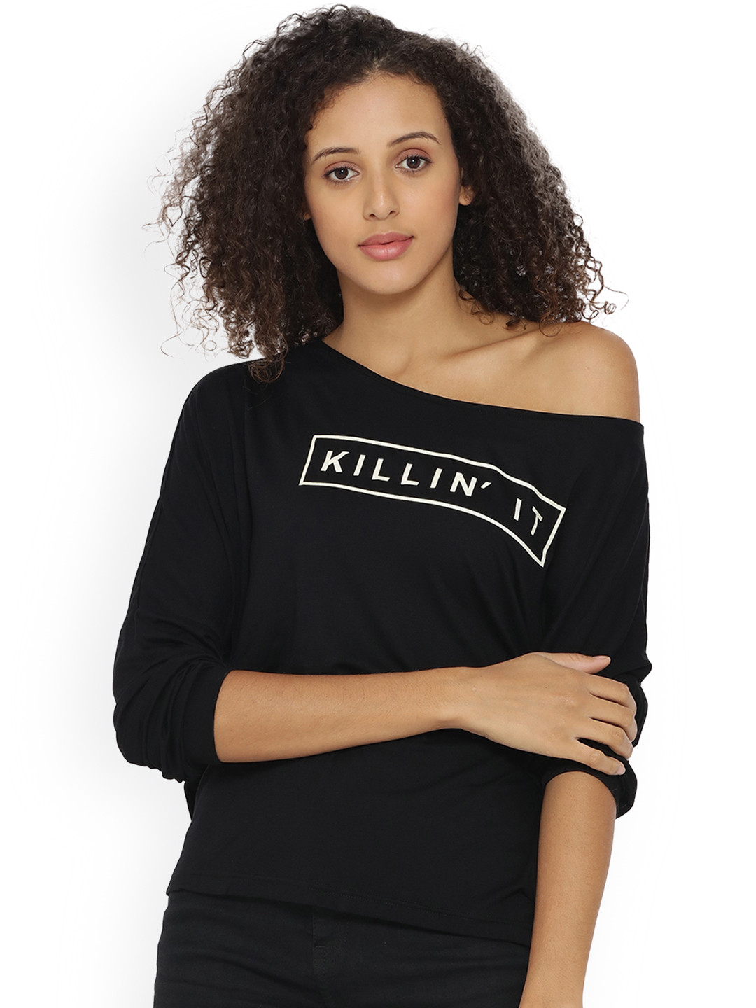 

Campus Sutra Women Black Printed Top