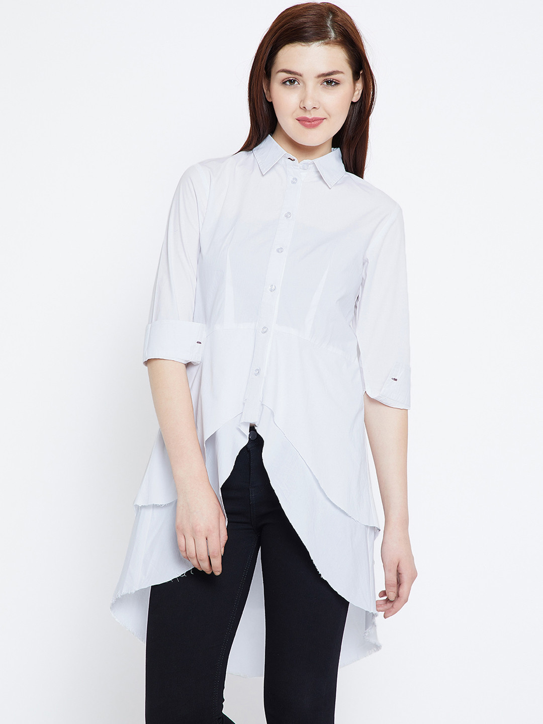 

Zastraa Women White Regular Fit Solid Casual Shirt
