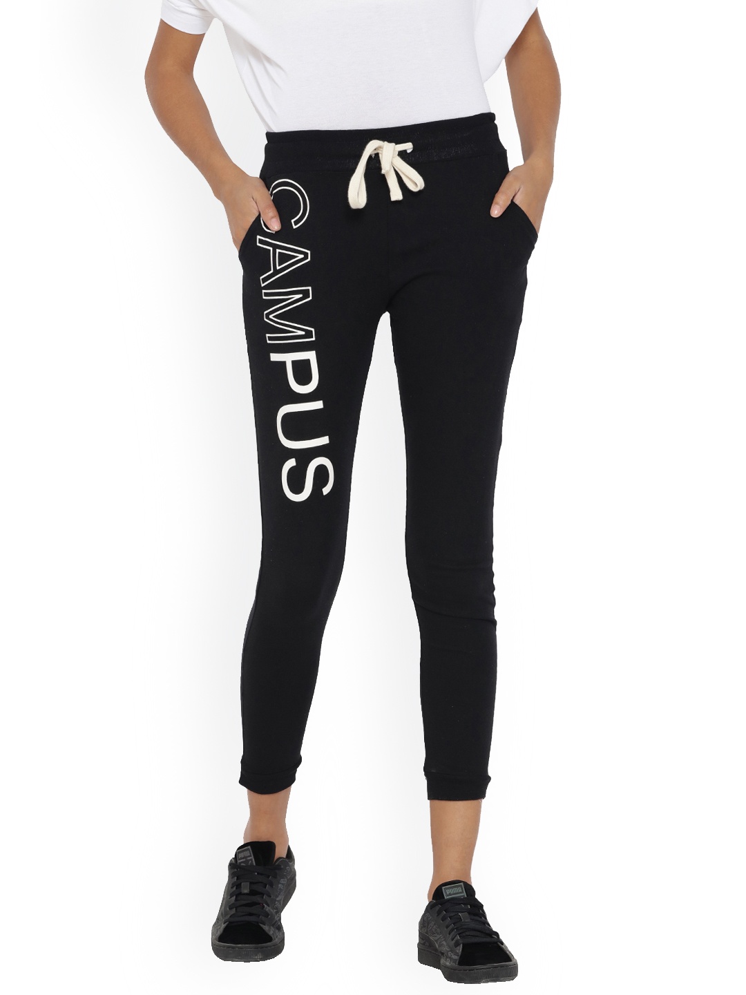 

Campus Sutra Women Black Solid Joggers