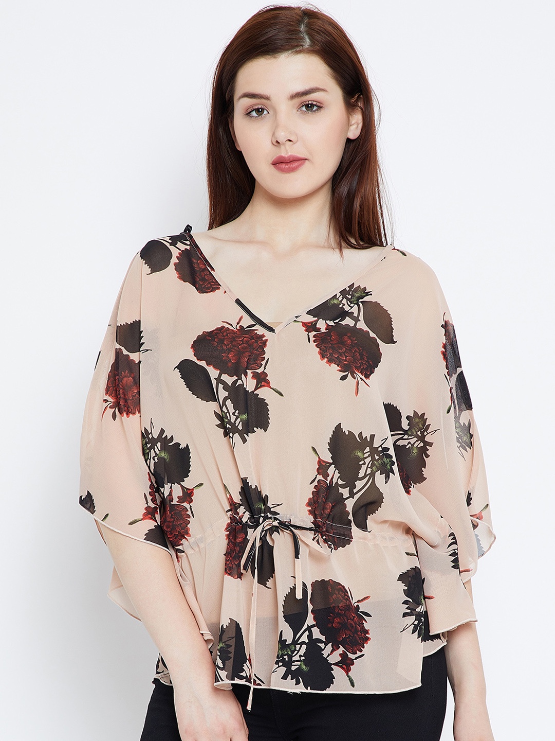 

Zastraa Women Beige Printed Kaftan Top