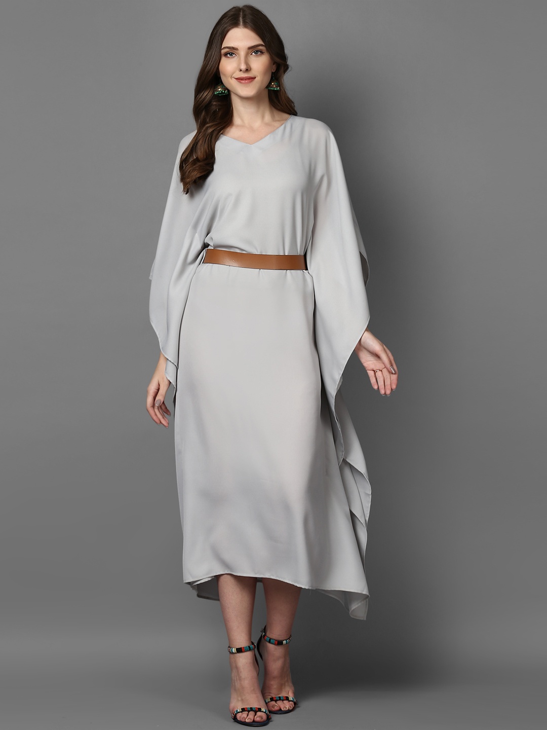 

STREET 9 Women Grey Solid Kaftan Dress