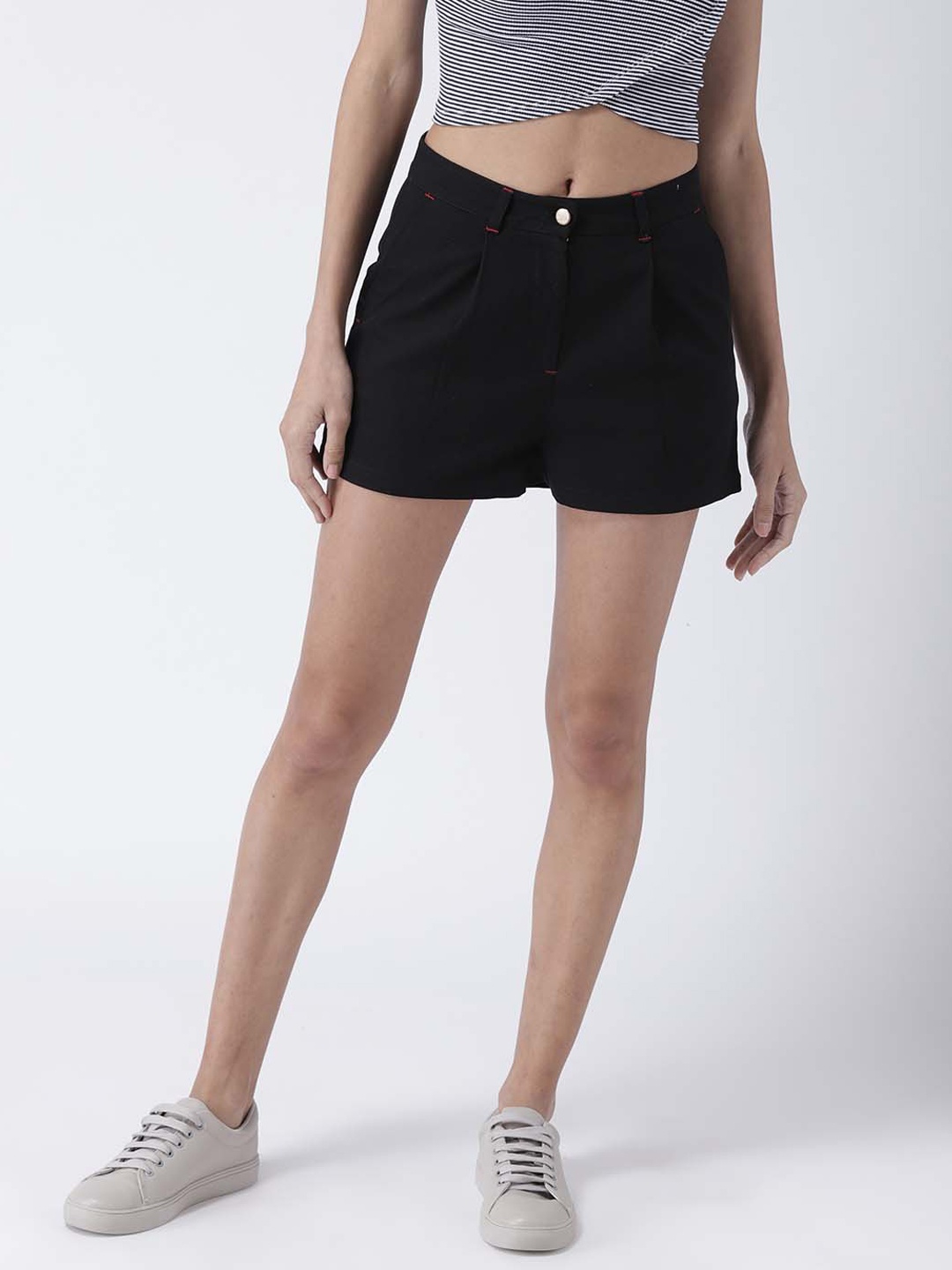 

STREET 9 Women Black Solid Regular Fit Regular Shorts