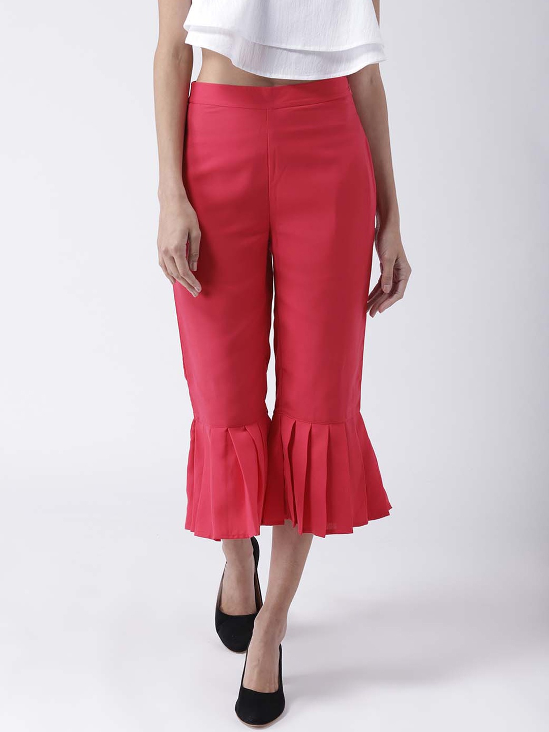 

STREET 9 Women Pink Flared Solid Culottes