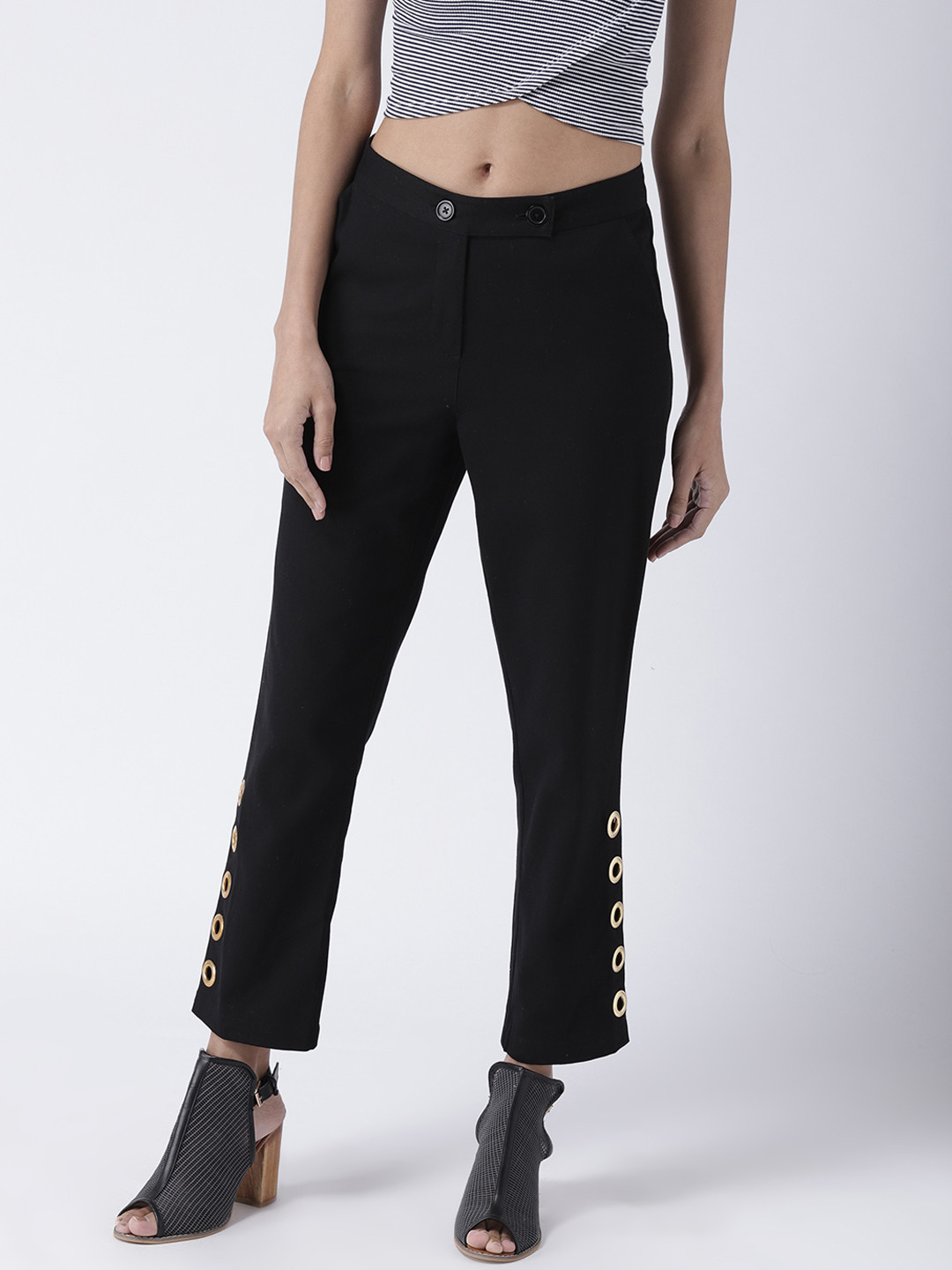 

STREET 9 Women Black Slim Fit Solid Regular Trousers