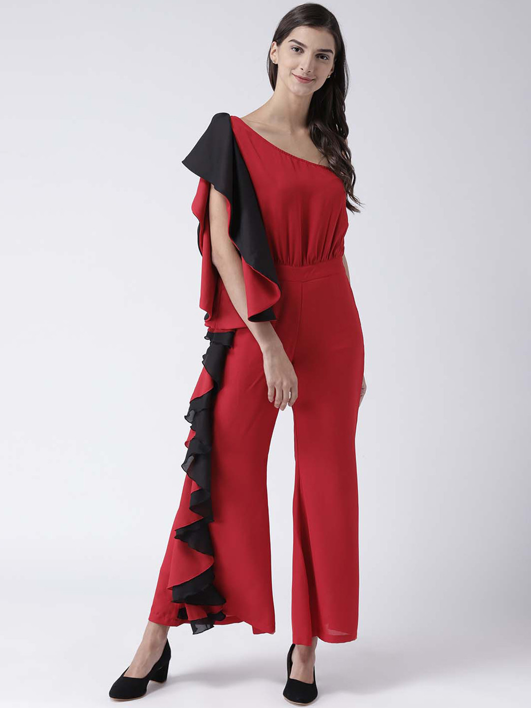 

Street 9 Red One Shoulder Flounce Jumpsuit