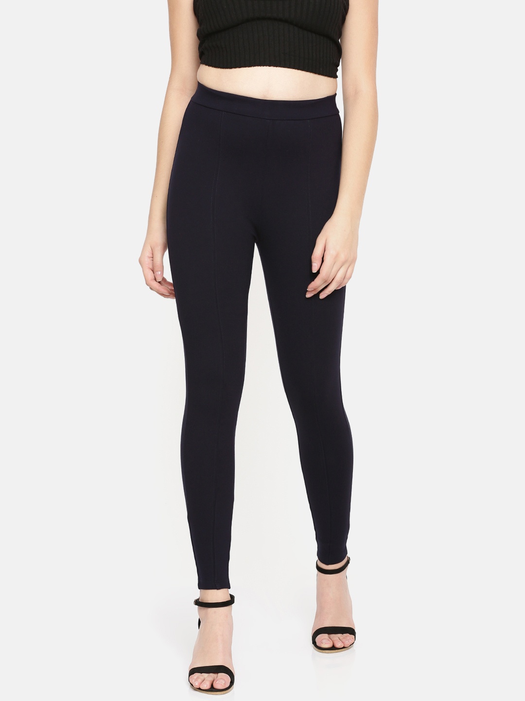

CODE by Lifestyle Women Navy Blue Solid Treggings