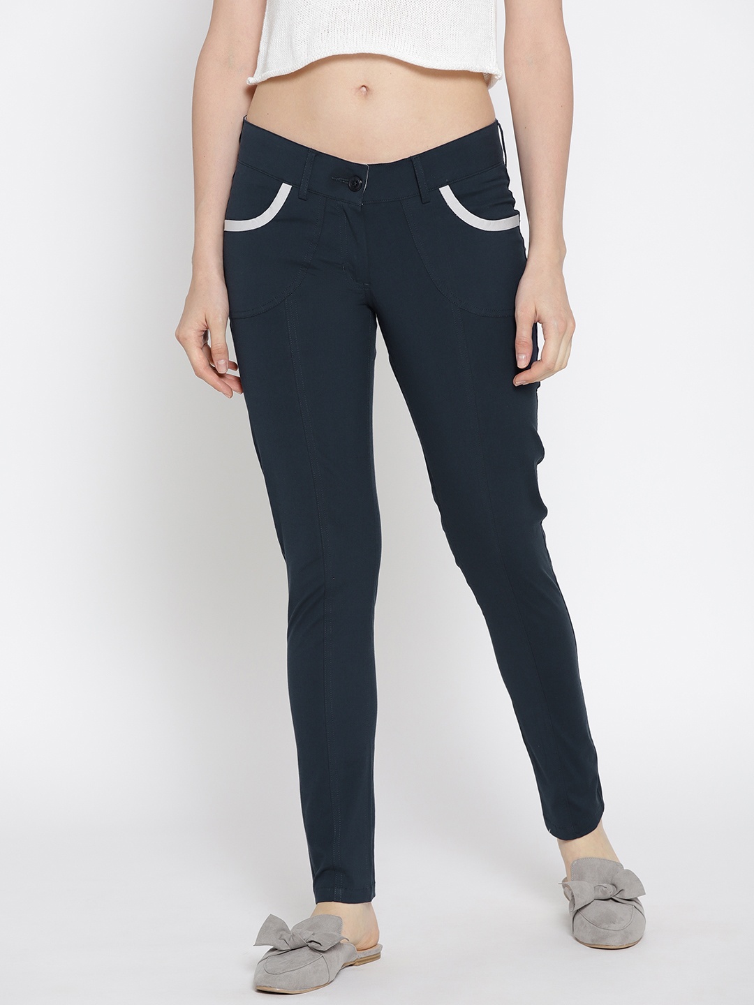 

JUMP USA Women Navy Blue Regular Fit Solid Trousers