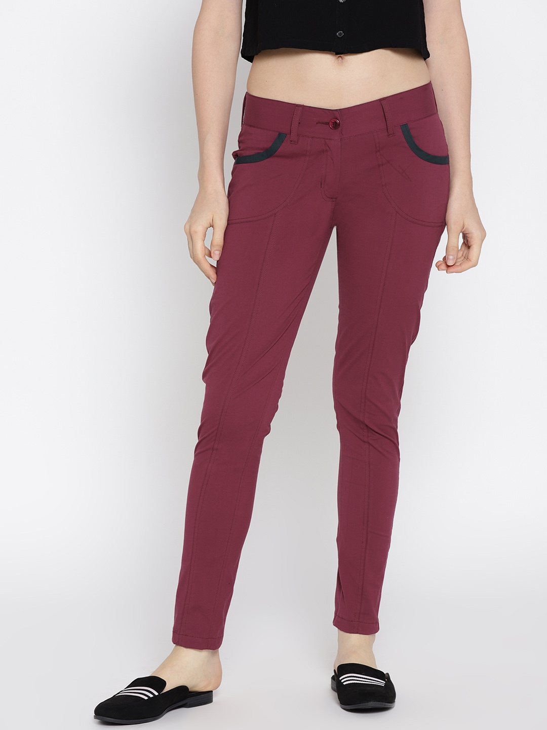 

JUMP USA Maroon Regular Fit Trousers