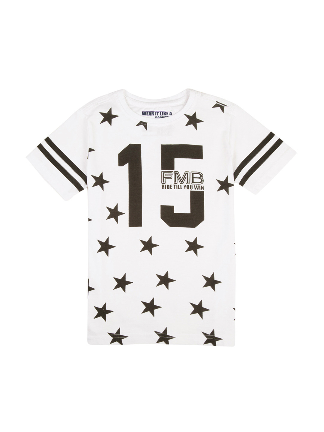 

Flying Machine Boys White Printed Round Neck T-shirt