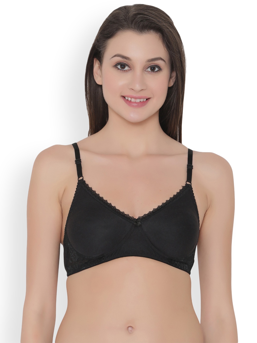 

Clovia Cotton Rich Non-Padded Non-Wired T-Shirt Bra, Black