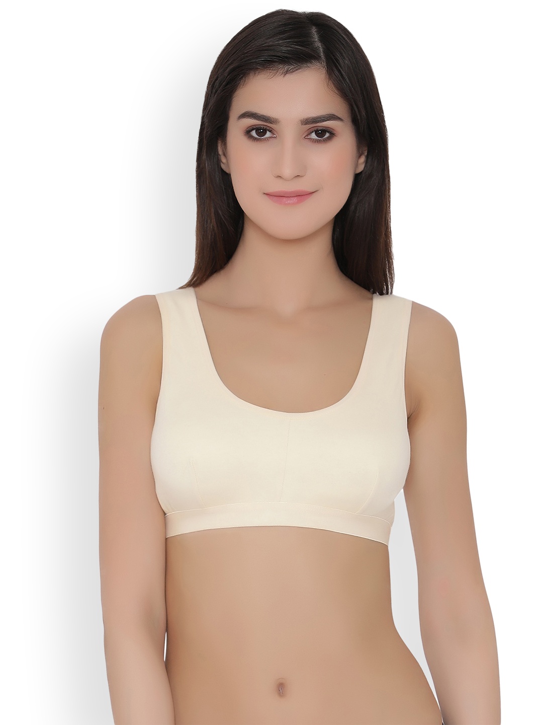 

Clovia Cotton Non-Padded Non-Wired Sports Bra, Off white