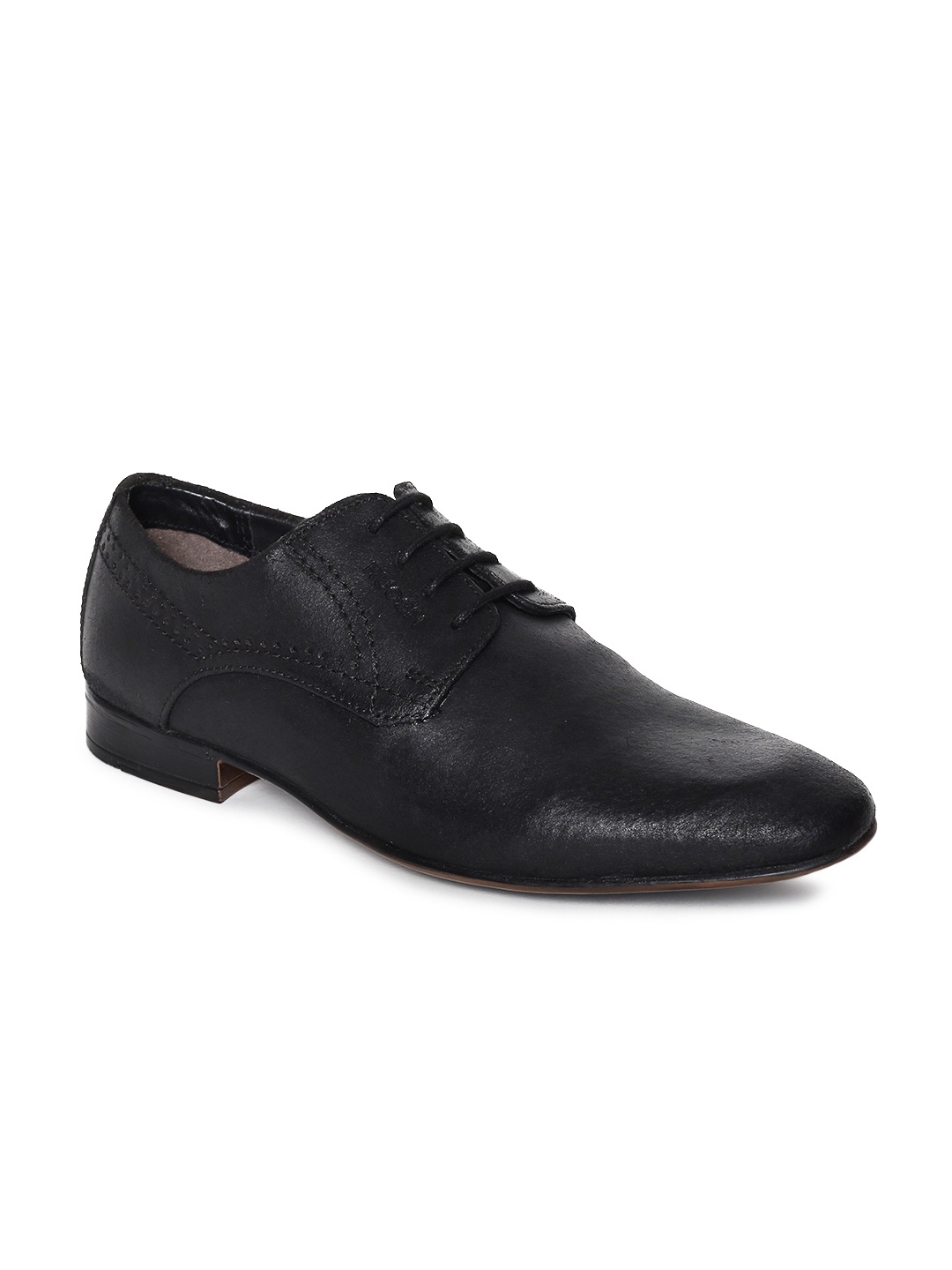 

Ruosh Men Black Leather Formal Derbys