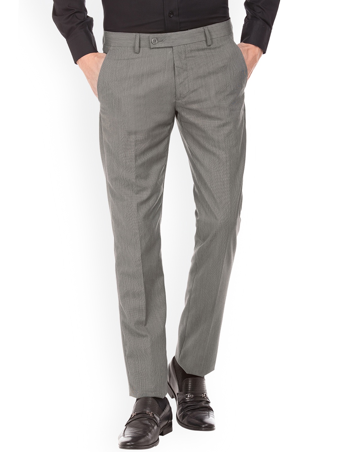 

Arrow Men Grey Slim Fit Solid Formal Trousers