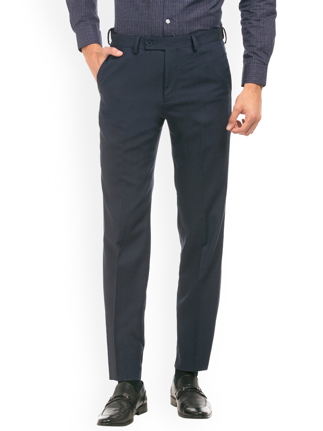 

Arrow Men Blue Regular Fit Solid Formal Trousers