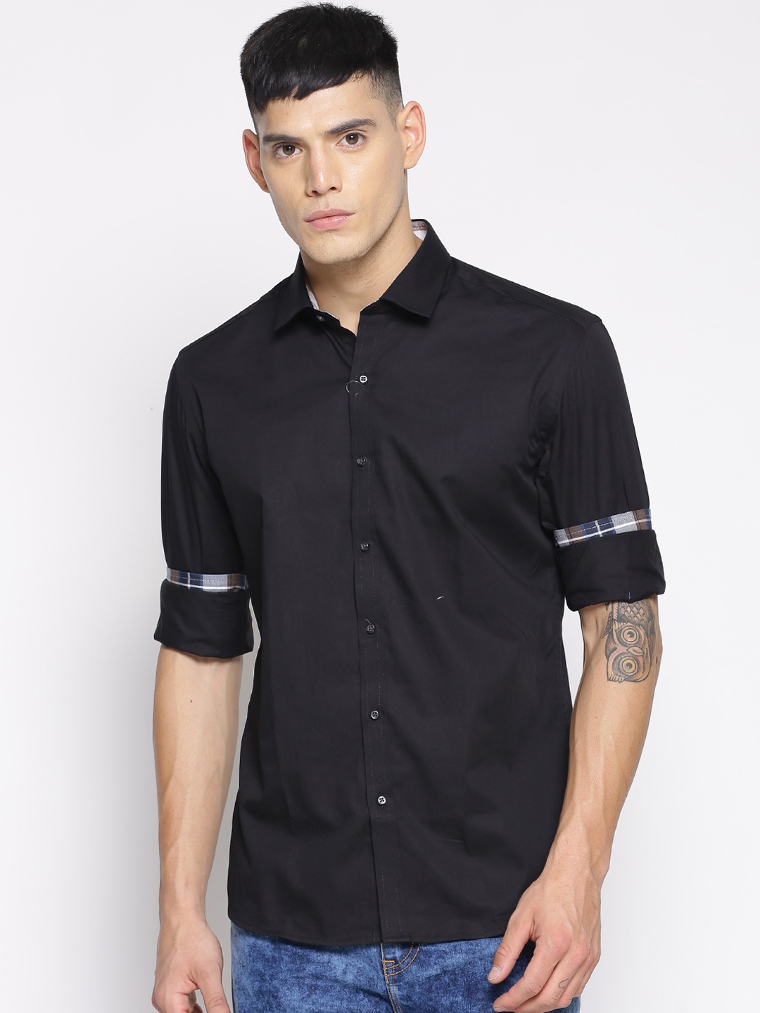 

IVOC Men Black Slim Fit Solid Casual Shirt